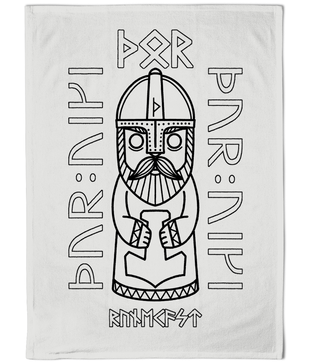 Thor Tea Towel - Cotton Dish Towel - Viking Thunder God