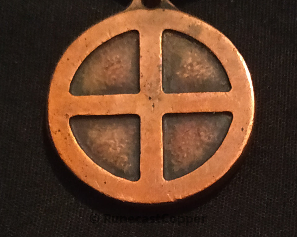 Sun Cross Pendant - Copper Necklace  Solar Cross, Sun Symbol, Sun Wheel