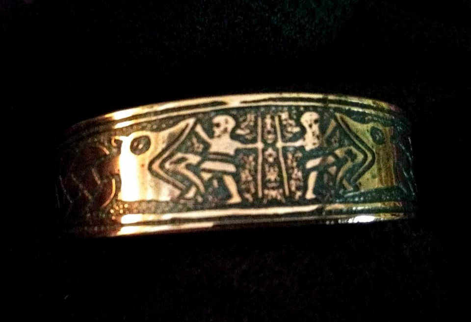 Vidar and Fenrir at Ragnarok Armband Bracelet Cuff Norse Viking Asatru