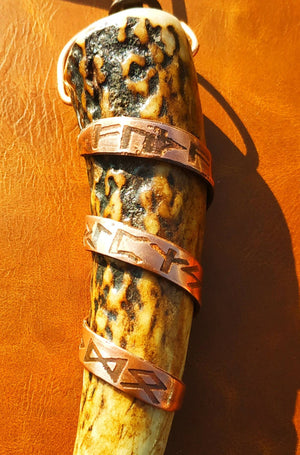 Red Deer Antler and Copper Rune Pendant
