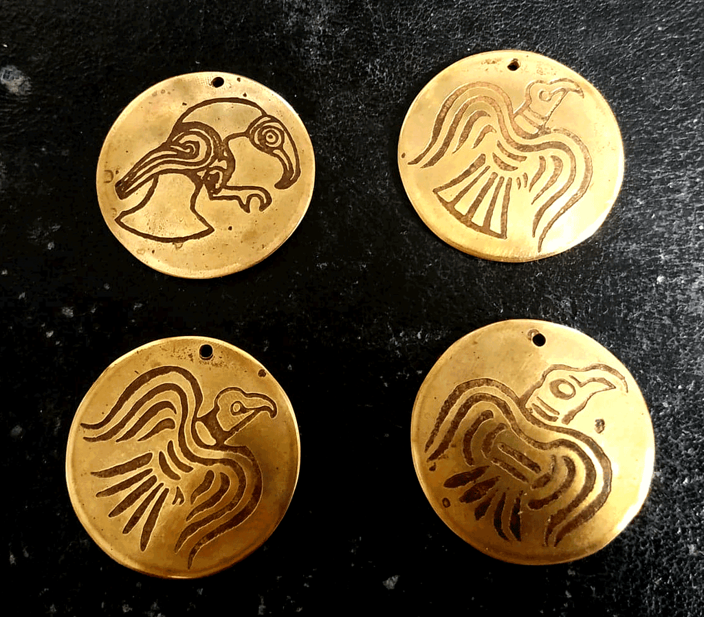 Norse/Viking Raven (Hugin and Munin) Pendant in Brass or Copper