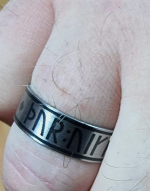 Thor's Blessing Ring (Þor vigi) with Younger Futhark Viking Runes in Stainless Steel
