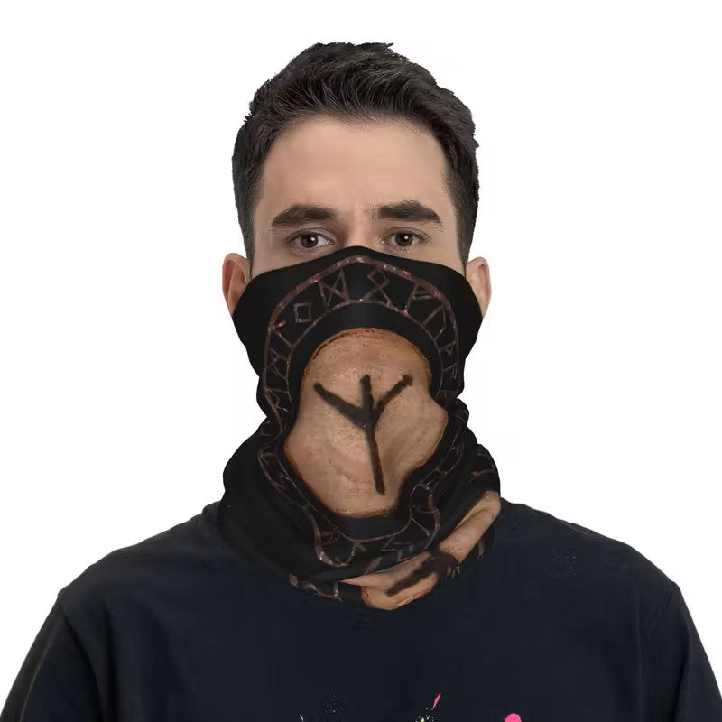 Algiz Protection Elder Futhark Runes Bandana Neck Gaiter Tube Scarf