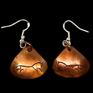 Uffington White Horse Earrings in Copper with 925 silver ear wires