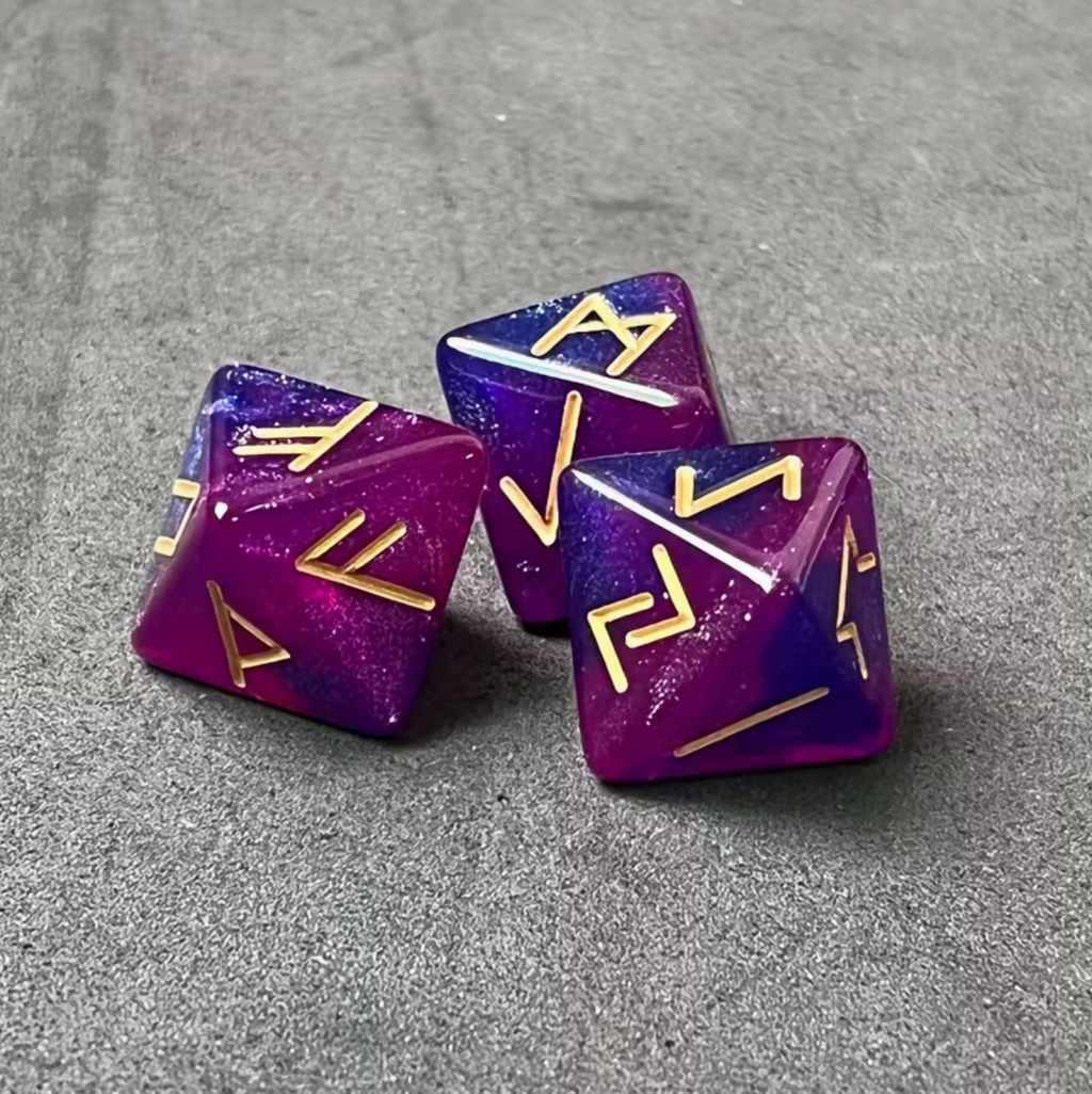 8-Sided Acrylic Rune Dice - Elder Futhark Divination