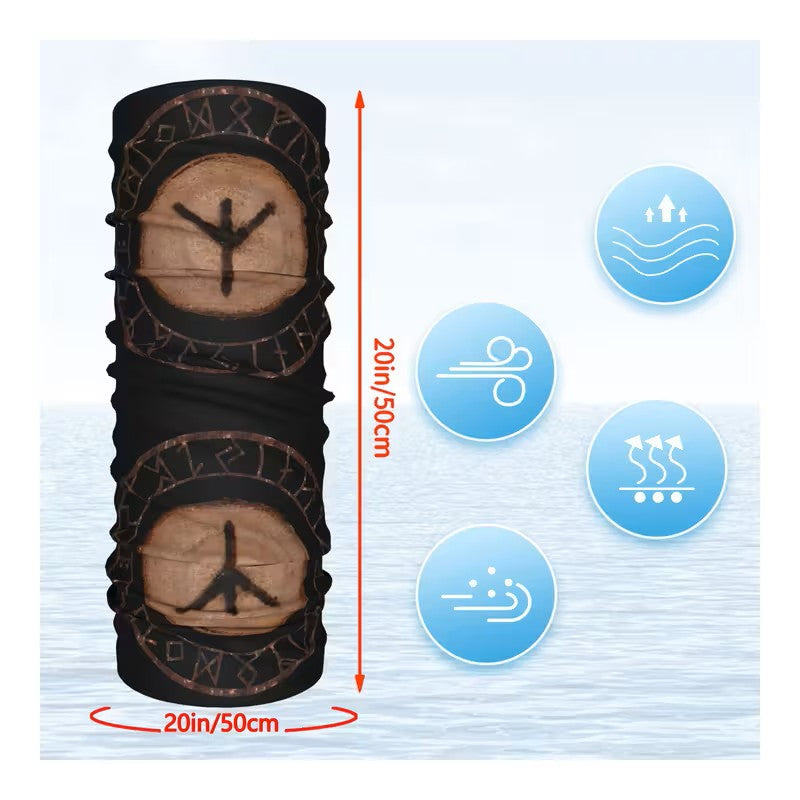 Algiz Protection Elder Futhark Runes Bandana Neck Gaiter Tube Scarf