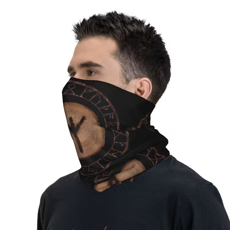 Algiz Protection Elder Futhark Runes Bandana Neck Gaiter Tube Scarf