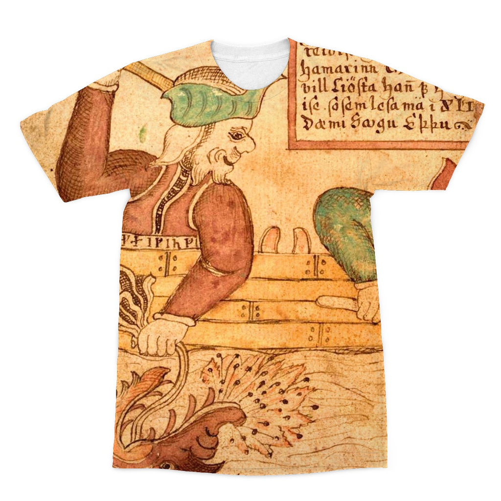 Thor and Hymir go fishing for the Midgard Serpent Sublimation T-Shirt