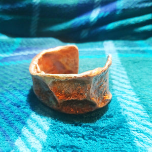 Yggdrasil Tree Bark Nature Hammered Copper Cuff Bracelet (Pagan, Heathen, Viking, Boho)