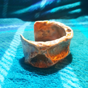 Yggdrasil Tree Bark Nature Hammered Copper Cuff Bracelet (Pagan, Heathen, Viking, Boho)