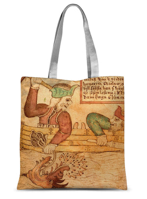 Thor and Hymir go fishing for the Midgard Serpent Sublimation Tote Bag