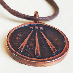 Druid Awen Pendant Necklace Heavy Pure Copper Ovate Bard Jewellery