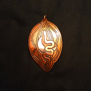 Tantric Yoni Kundalini Snake Waxing Moon Copper Pendant, Divine Feminine, Goddess