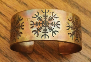 Helm of Awe Armband Cuff Bracelet-Viking symbol of Protection, Aegishjalmer