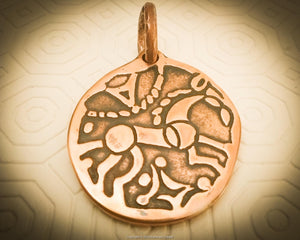 Celtic Iceni Horse Pendant - Copper Necklace Boudicca Britannia Coin