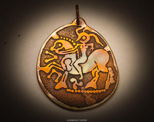 Celtic Horsewoman Pendant in Copper