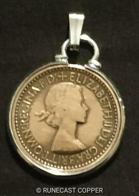 Jenny Wren Farthing Pendant, Old British Coin Necklace,18" Sterling Silver Chain