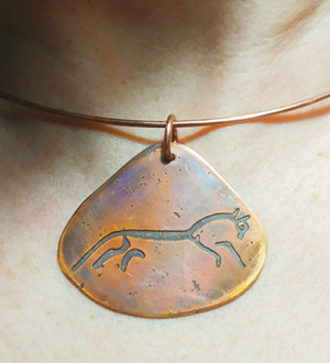 White Horse Pendant in Copper. Uffington Ancient Britain, Celtic Bronze Age