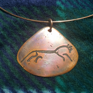 White Horse Pendant in Copper. Uffington Ancient Britain, Celtic Bronze Age