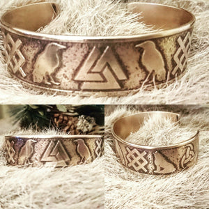 The Legends of Odin Armband Cuff Bracelet available in Bronze or Copper (rune, viking, Norse)