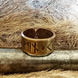 Kiss Me, My Love Ring - Viking, Norse, Elder Futhark Rune Inscription Love Poetry. Pagan Heathen Wedding Handfasting Copper Bronze Brass