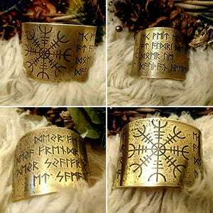 Havamal Stanza 77/Helm of Awe  Armband/Cuff Bracelet (S/M or L/XL in Brass, Copper or Bronze)