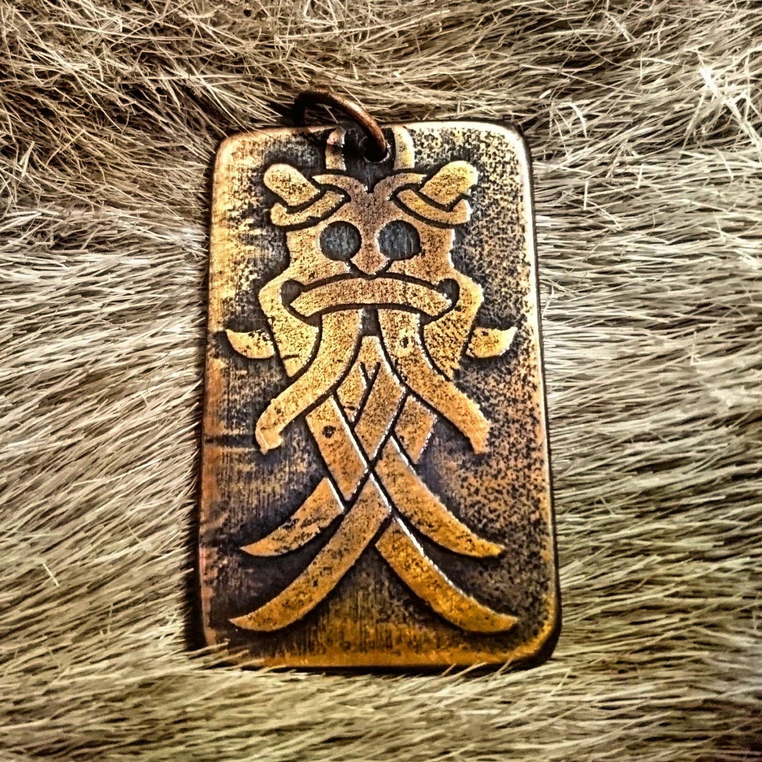 Philadelphia Souvenir Rend The Aarthus Mask (Odin's Mask) Pendant in Copper-Homage to the death o