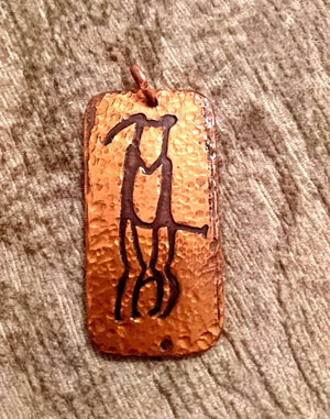 Primal Love Pendant, Bronze Age Petroglyph in Copper pagan, shamanic, heathen, spiritual boho necklace.