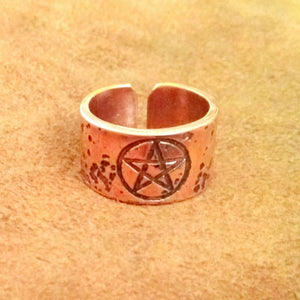 Pentagram open ring in bronze, copper or brass - pagan, wiccan, witch - wedding, Handfastings, engagement, friendship.