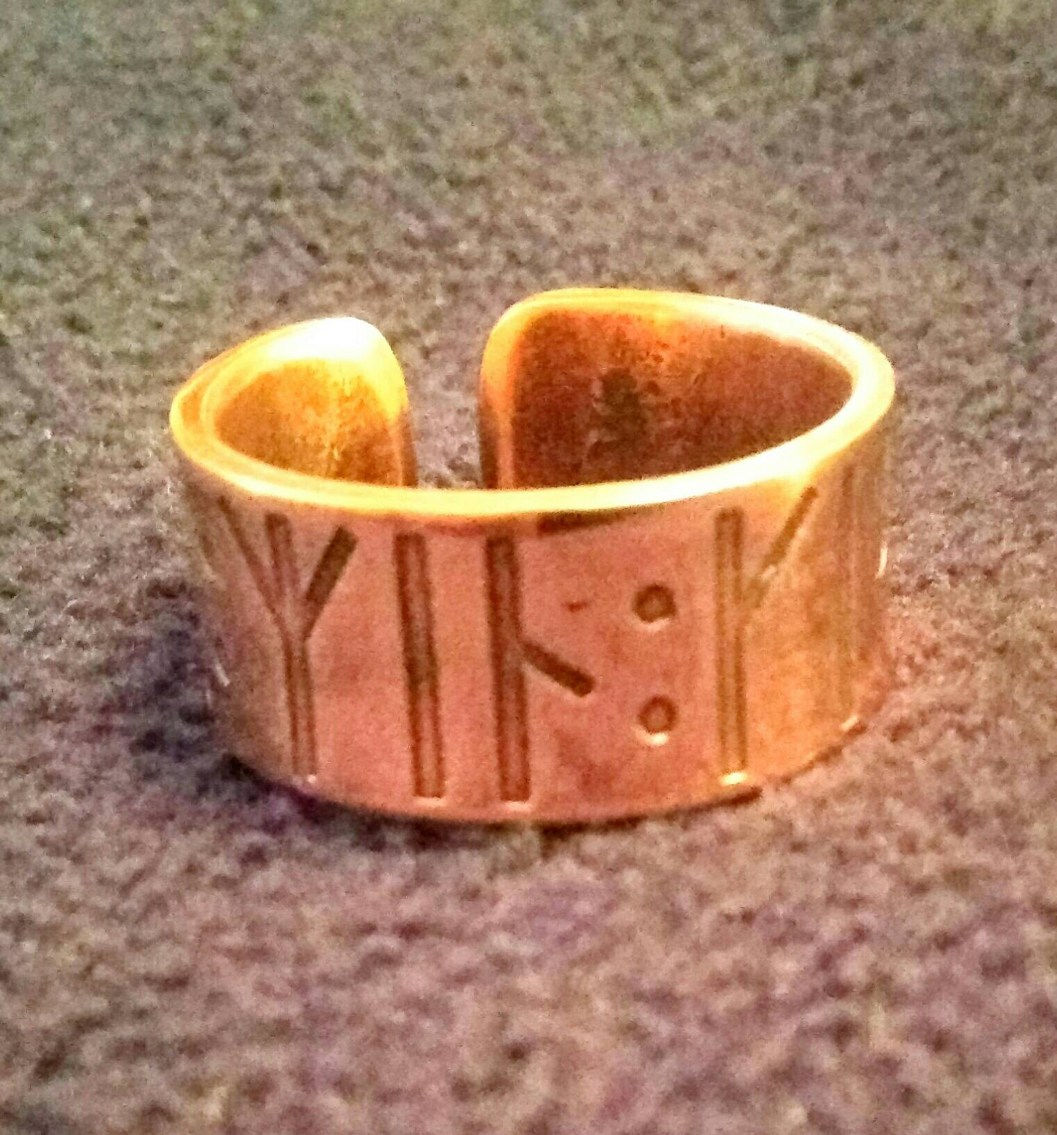 Kiss Me, My Love Ring - Viking, Norse, Younger Futhark Rune Inscription Love Poetry. Pagan Heathen Wedding Handfasting Copper Bronze Brass