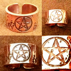 Pentagram open ring in bronze, copper or brass - pagan, wiccan, witch - wedding, Handfastings, engagement, friendship.