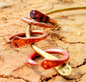 Viking Jörmungandr (Midgard Serpent) Ring, Cuff Hammered Copper or Brass - Ouroboros Ring