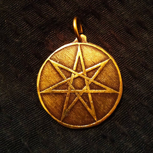 Seven Pointed Elven Star Pendant in antiqued golden brass (Fae, Fairy, Faerie)